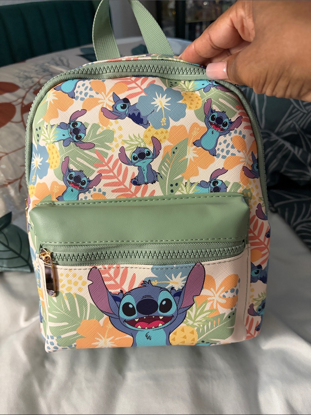 Bioworld Kids Stitch Mini Backpack in Mint Green and Multicolor